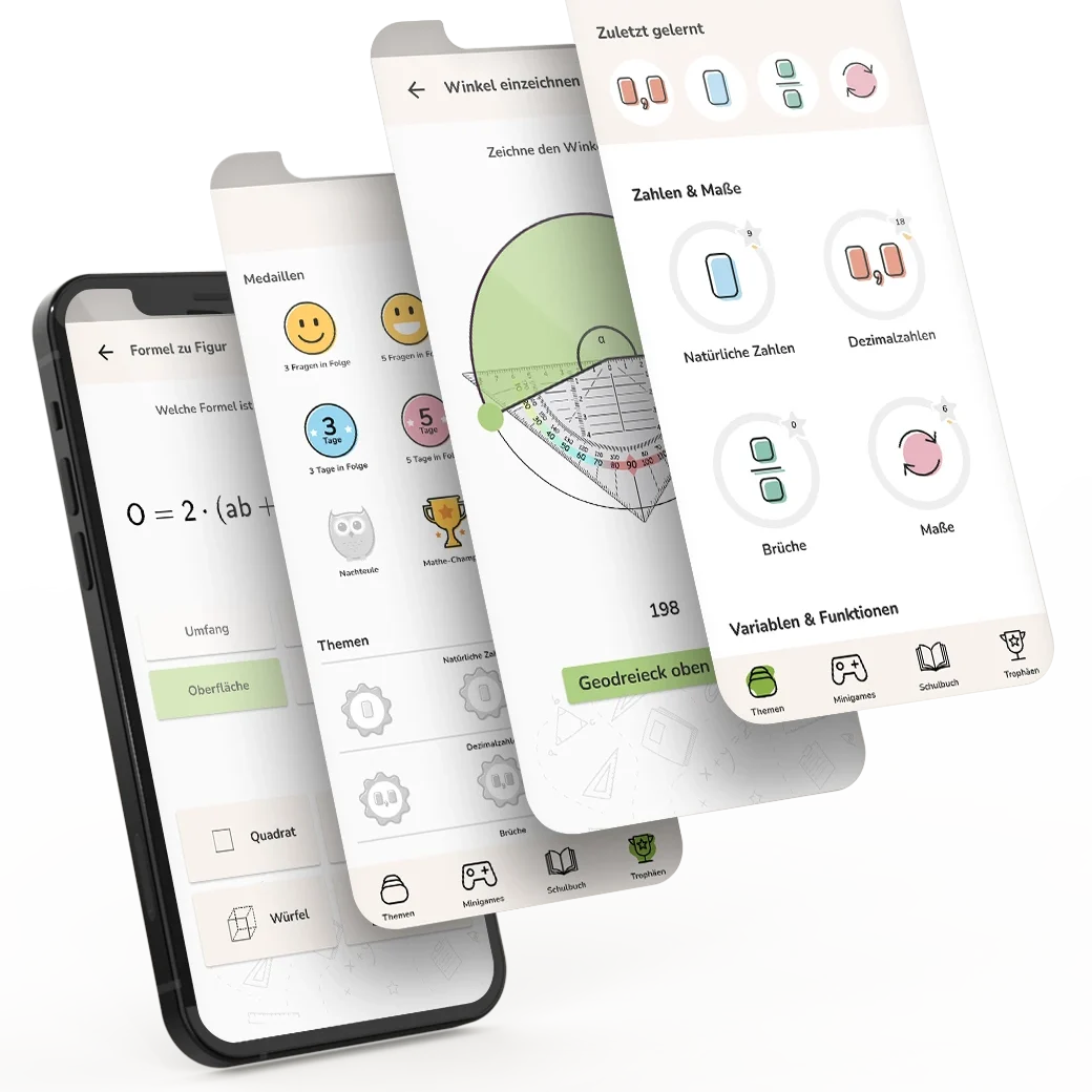 Einblicke in die verschiedenen Funktionen der MatheArena Junior Lern-App